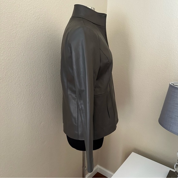 NWOT KENNETH COLE GRAY FAUX LEATHER STANDUP COLLAR ZIP JACKET Size M - Picture 7 of 14